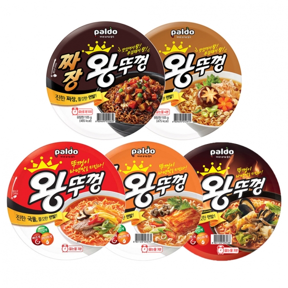 팔도 왕뚜껑6개 김치3개 짬뽕3개 짜장3개 우동3개 110g 18개 컵라면 큰사발